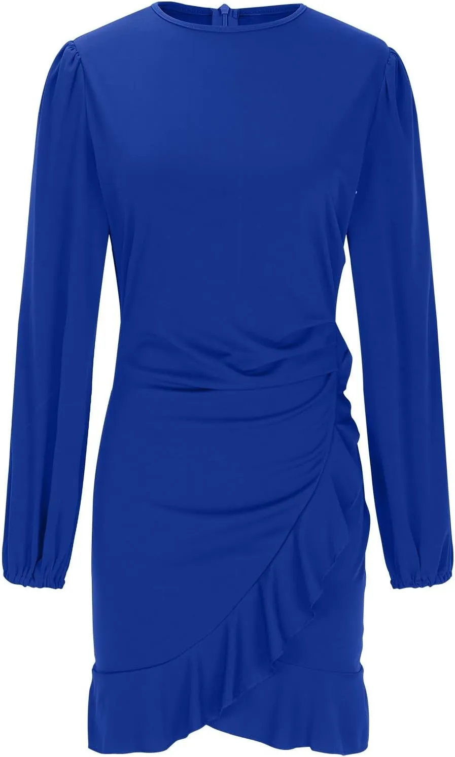 Women's Spring Casual Dress Ruffle Hem Elegant Flowy Vacation Gown 2025 Solid Short Sleeve Crewneck Mini Dresses