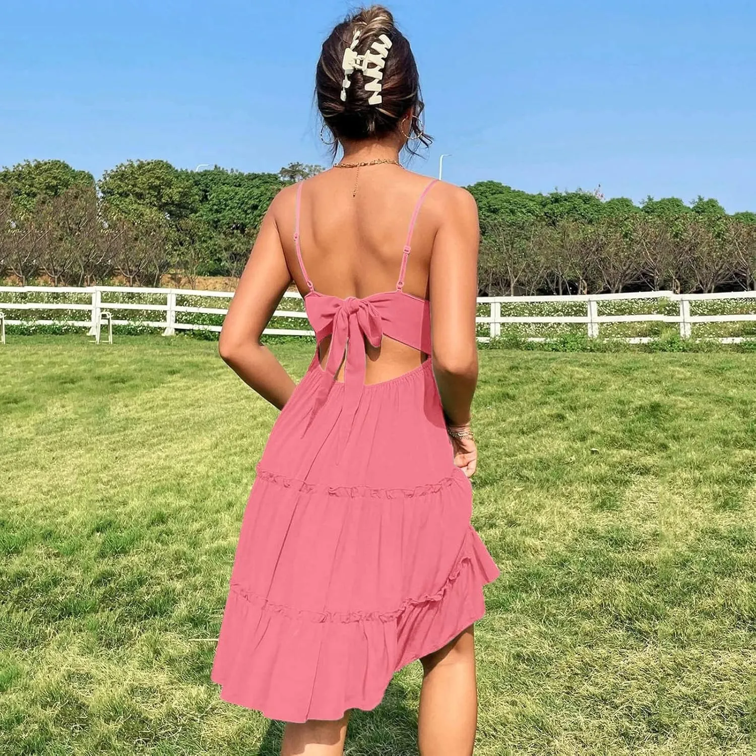 Women's Summer Casual Beach Sexy Sun Dresses Trendy Lace Flowy Sexy Summer Sun Dresses 2025 Camisole Vacation Spring