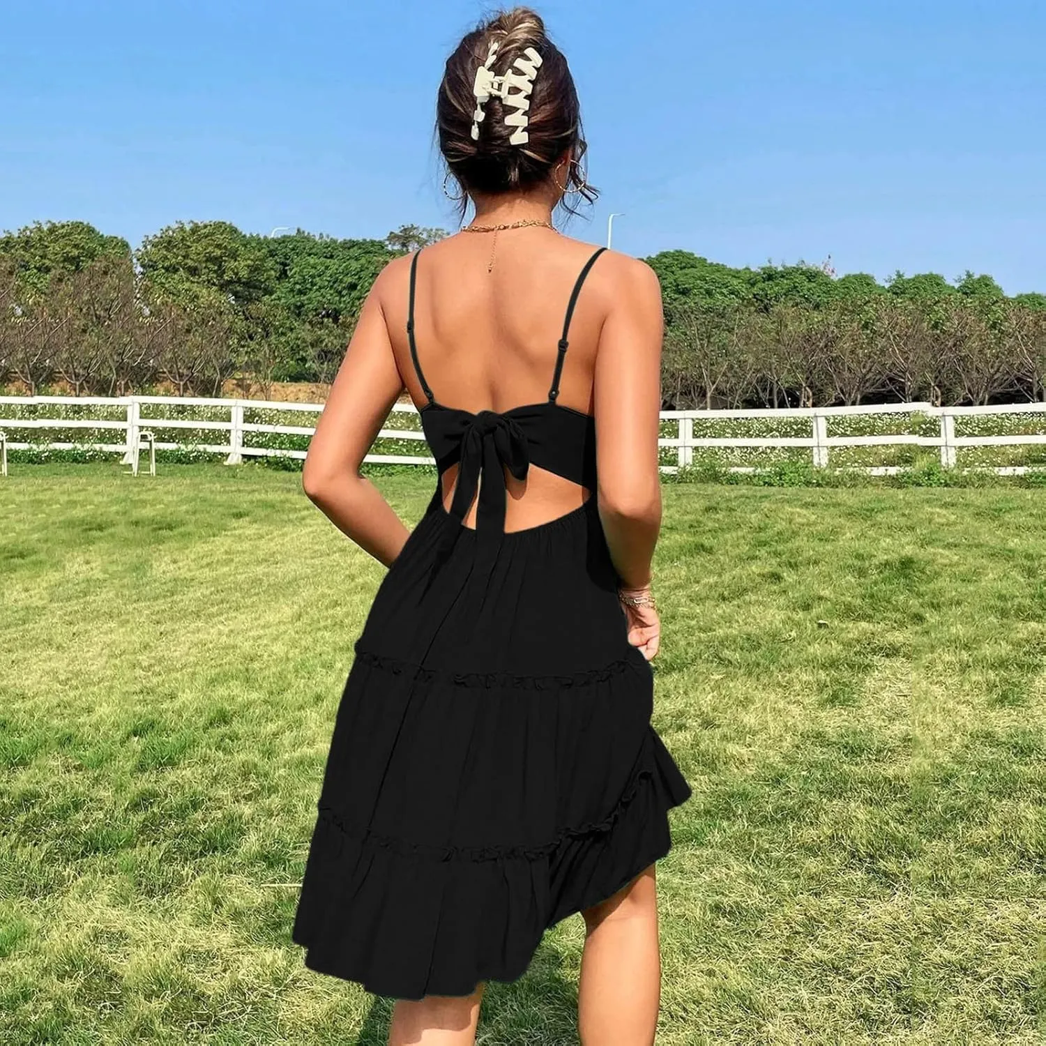 Women's Summer Casual Beach Sexy Sun Dresses Trendy Lace Flowy Sexy Summer Sun Dresses 2025 Camisole Vacation Spring