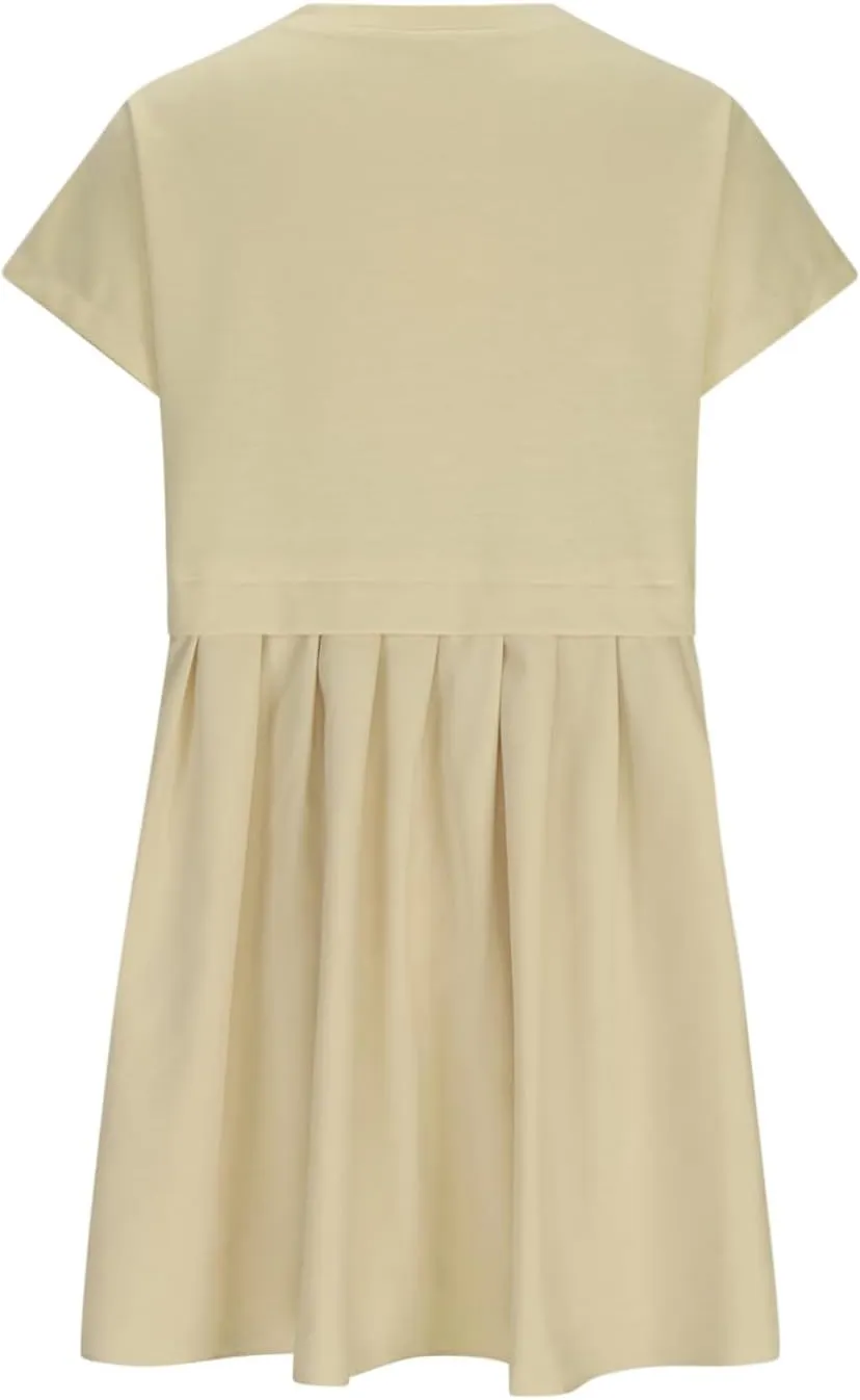 Womens Summer Crew Neck Short Sleeve Dress Classic Patchwork Pleated Flowy Swing Boho Beach A Line Mini Dresses