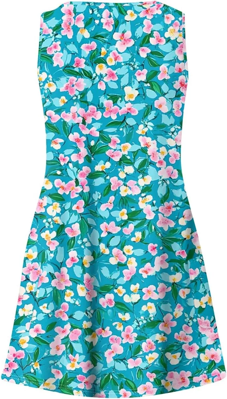 Womens Summer Dresses 2025 Vneck Sleeveless Sundress Beach Loose Tank Dresses Casual Boho Dress with Pockets