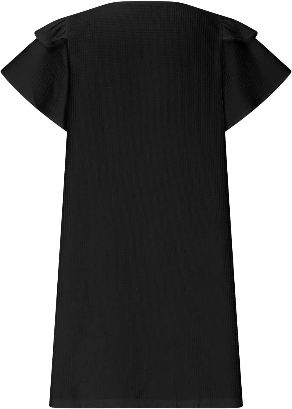 Women's Summer Dresses Beach 2025 Casual V Neck Loose Outfits Ruffle Sleeve Mini Dress Solid Color Tunic Sundress