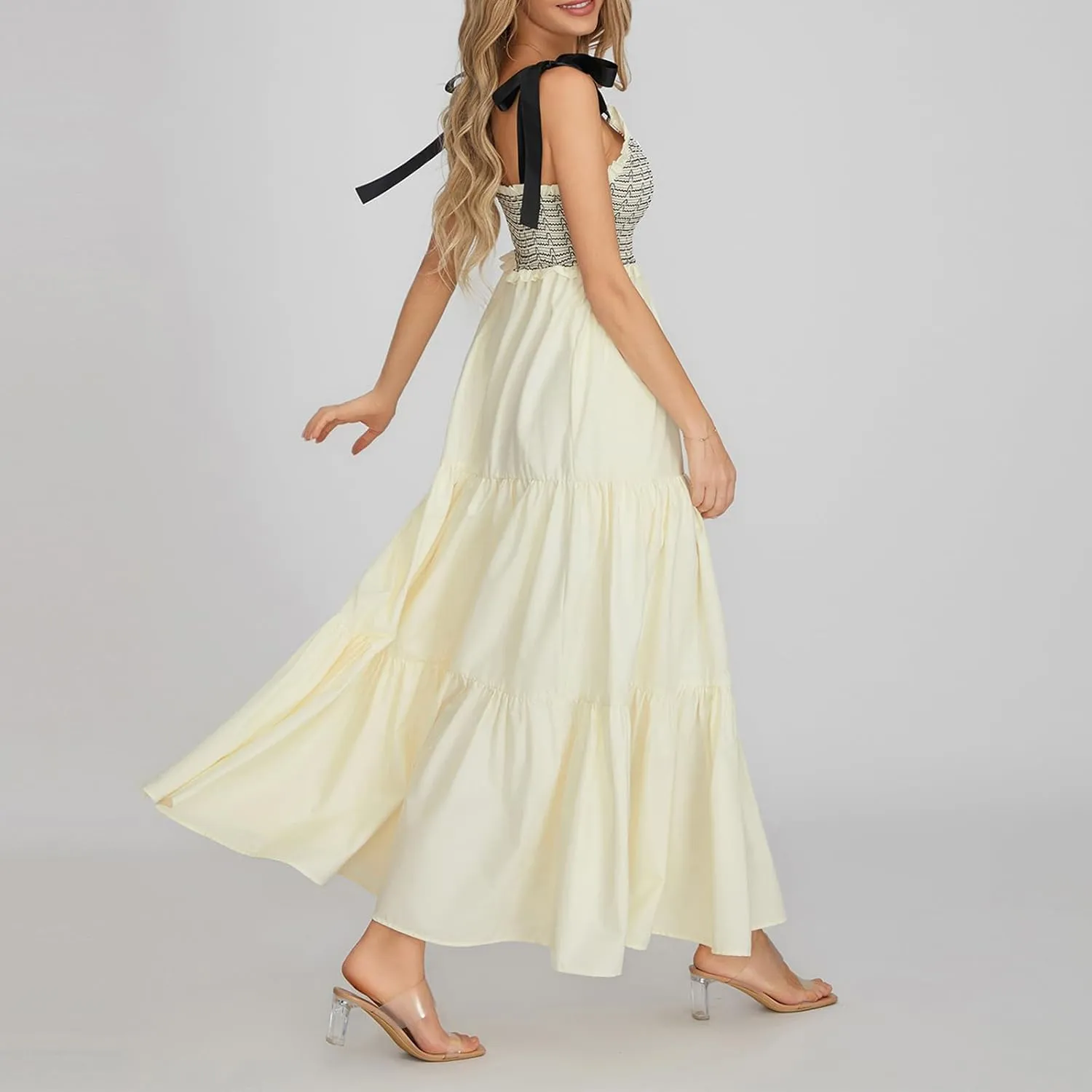Womens Summer Spaghetti Strap Y2k Boho Maxi Dress Backless Floral Long Dress Casual Flowy Beach Sundress