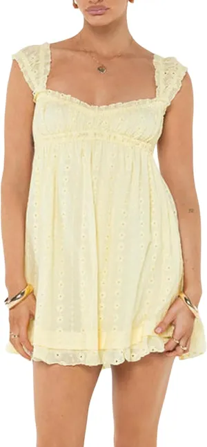 Women's Summer Y2k Mini Dress Floral Embroidery Ruffle Casual A Line Sundress Beach Club Streetwear