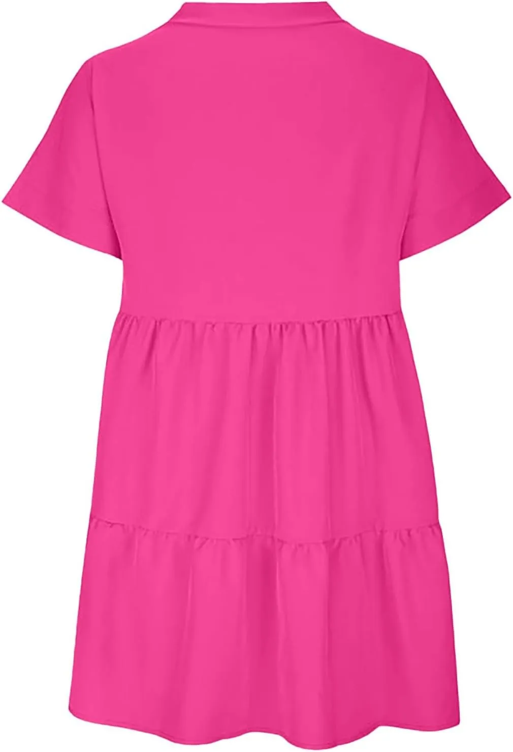 XOWRTE Womens Summer Dress V Neck Short Sleeve Ruffle Hem Tiered Flowy Swing Midi Dresses 2025 Trendy Smock Beach Sundress